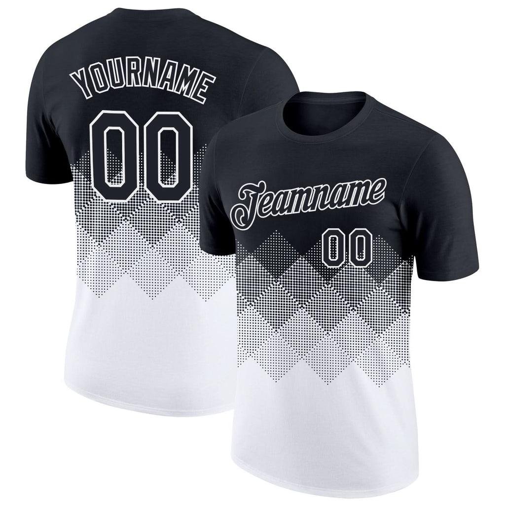 Custom Black White 3D Pattern Design Gradient Square Shapes Performance T-Shirt