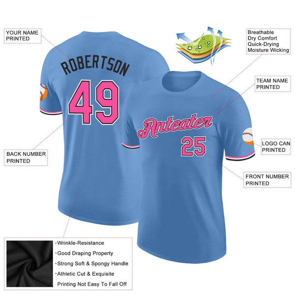 Custom Light Blue Pink-Black Performance T-Shirt